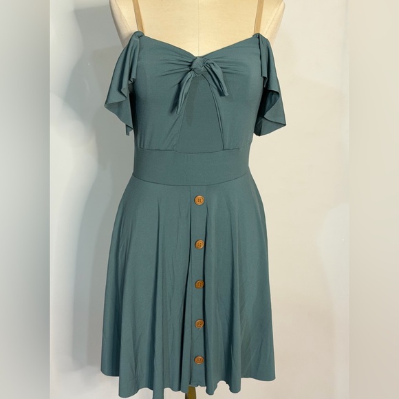 Weissman Contemporary Dance Costume Dress Teal w Buttons - Picture 8 of 11